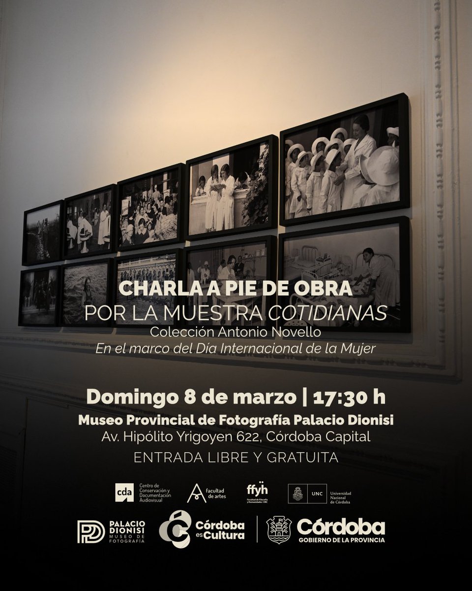 📸 𝗖𝗵𝗮𝗿𝗹𝗮 𝗮 𝗽𝗶𝗲 𝗱𝗲 𝗼𝗯𝗿𝗮 𝗽𝗼𝗿 𝗹𝗮 𝗺𝘂𝗲𝘀𝘁𝗿𝗮 𝘾𝙊𝙏𝙄𝘿𝙄𝘼𝙉𝘼𝙎, 𝗲𝗻 𝗲𝗹 𝗺𝗮𝗿𝗰𝗼 𝗱𝗲𝗹 𝗗í𝗮 𝗜𝗻𝘁𝗲𝗿𝗻𝗮𝗰𝗶𝗼𝗻𝗮𝗹 𝗱𝗲 𝗹𝗮 𝗠𝘂𝗷𝗲𝗿

🗓 8 de marzo | 17:30 h
🏛️Sala 14 – #MuseoPalacioDionisi
 📍 Av. Hipólito Yrigoyen 622, Córdoba Capital