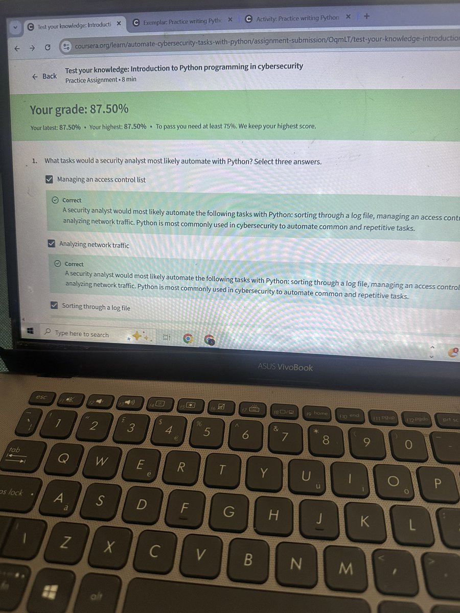 Day 52 of #100DayOfCybersecurity 

I explored Jupyter Notebook on Python, I ran my first code on python. 🥳Understanding how syntax works , how to write a code comment and how to use print functions to display the outputs. 
<a href="/ireteeh/">Dr Iretioluwa Akerele</a> <a href="/TemitopeSobulo/">Temitope Sobulo🛡️</a> <a href="/cyberjeremiah/">Ezechi Jeremiah</a> <a href="/jay_hunts/">zʇunH ʎɐſ ɐsɐɟnW 🦁🦁🦁🦁</a>