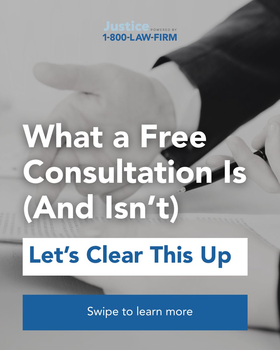 1800LAWFIRM's tweet image. A free consultation is exactly that — free, confidential, and focused on information.

And if you decide to take the next step, it happens on your timeline, not ours.

#LegalAssistance #FreeConsultation #LegalConsultation