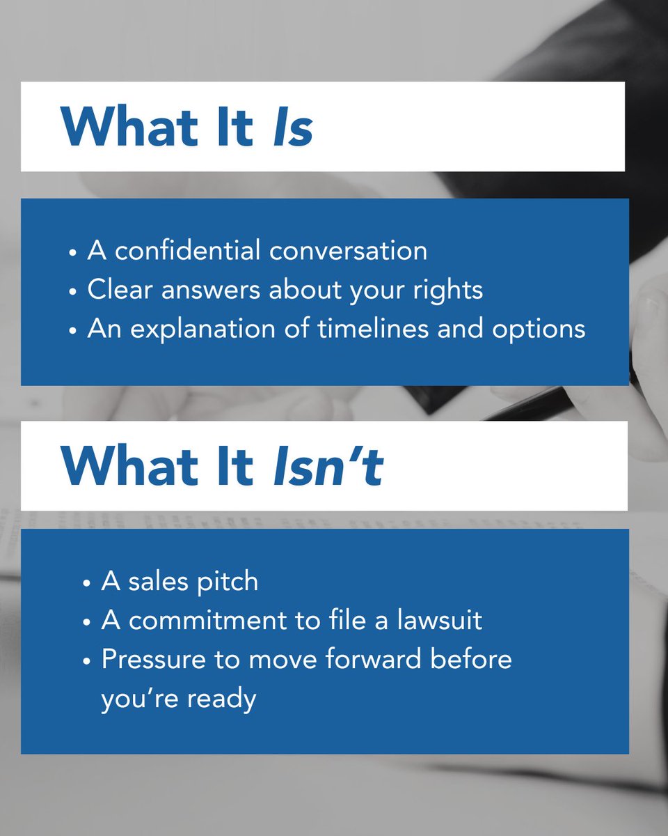 1800LAWFIRM's tweet image. A free consultation is exactly that — free, confidential, and focused on information.

And if you decide to take the next step, it happens on your timeline, not ours.

#LegalAssistance #FreeConsultation #LegalConsultation