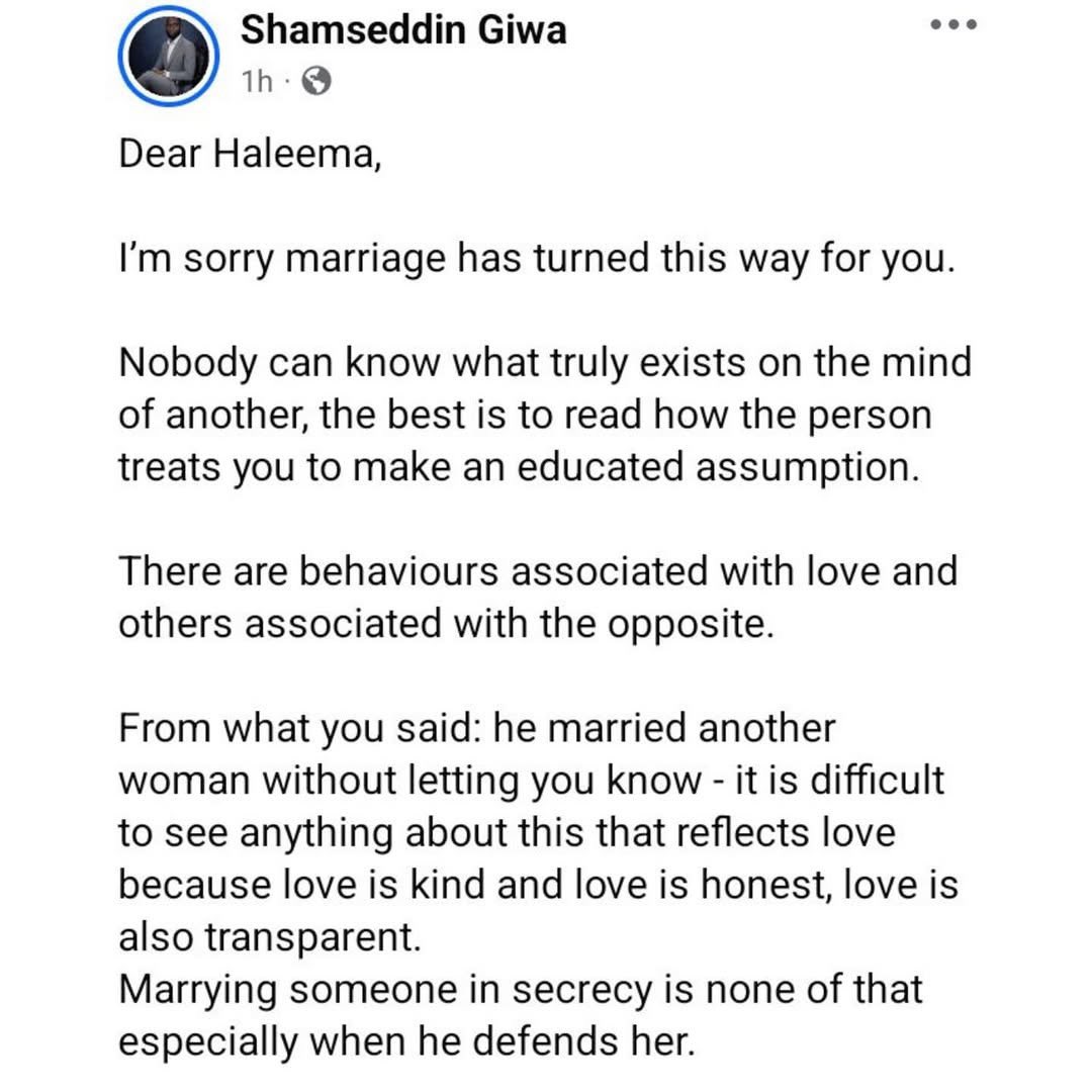 hammedolas21373's tweet image. 🚨 Nigerian woman insists her husband still loves her, even after he married a second wife without telling her. #MarriageDrama #RelationshipWoes