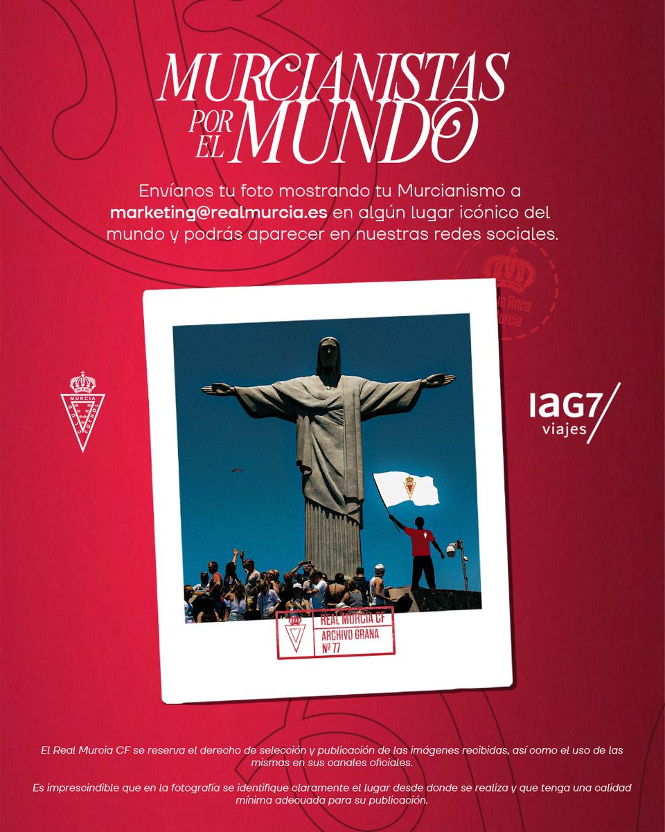 ❤️ El murcianismo no tiene fronteras ❤️

 🗺️ Desde cualquier rincón del mundo, siempre con nuestros colores 

🤳 Envíanos tu foto a marketing@realmurcia.es y forma parte de #MurcianistasPorElMundo 

⭐️ Con IAG7 Viajes