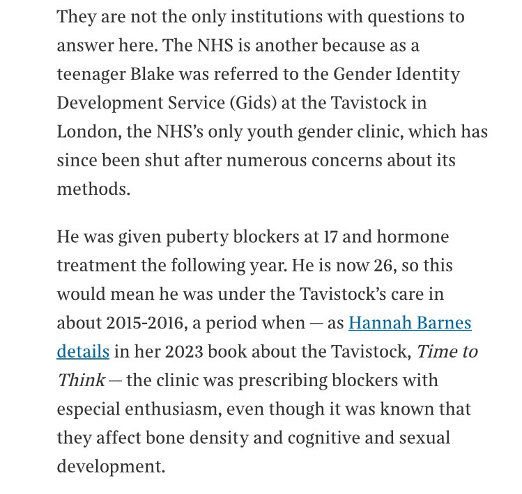 I had no idea he’d been treated by the GIDS