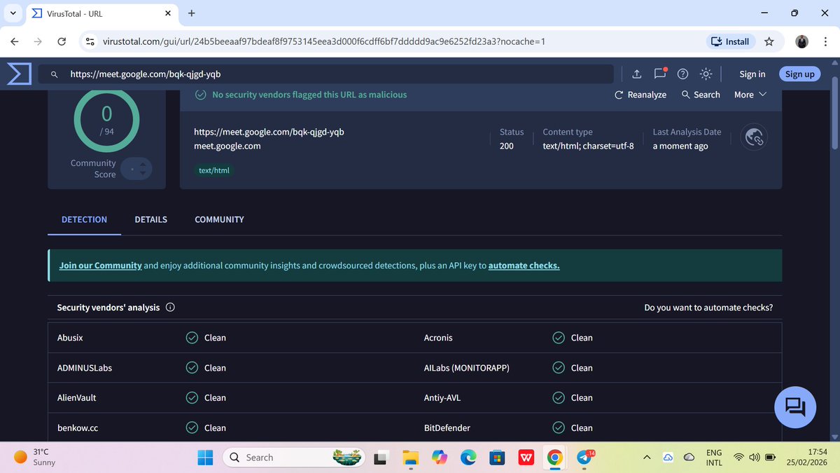 Bigmiddy7's tweet photo. Day 10/30 โ Cybersecurity Challenge
Focused on identifying phishing emailsโspotting fake senders, urgent tones & suspicious links. Explored VirusTotal to scan a sample link which came out clean. Also studied risk management basics. Steady growth ๐
#cybersecuritychallenge https://t.co/eZoeoG3vEE
