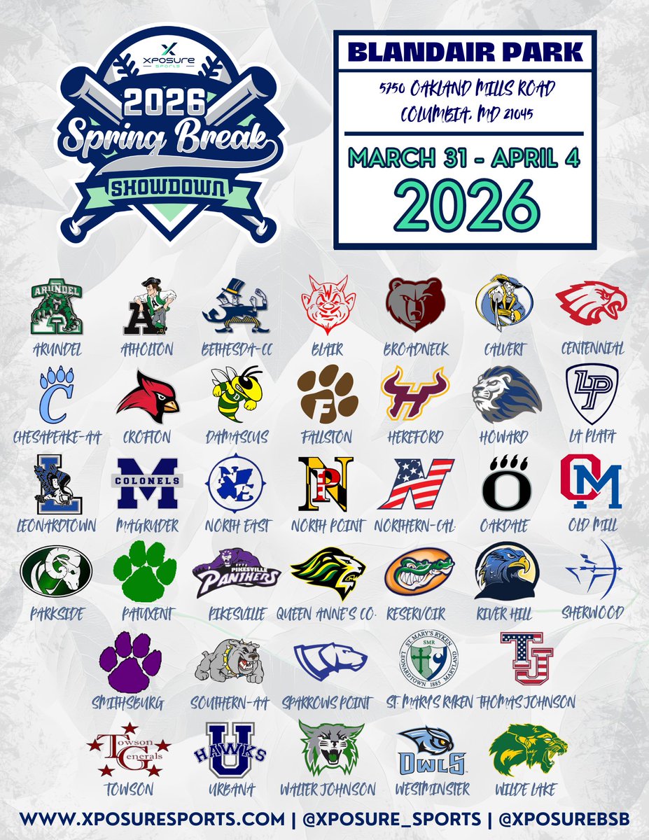 Excited to officially announce the 3⃣8⃣ schools playing in this year's <a href="/Xposure_Sports/">Xposure Sports</a> 𝓢𝓹𝓻𝓲𝓷𝓰 𝓑𝓻𝓮𝓪𝓴 𝓢𝓱𝓸𝔀𝓭𝓸𝔀𝓷❗️

💥 Another incredible group of teams and players coming to one spot March 31st - April 4th. Mark your calendars! 👊

📆 Full Schedule Drop Tomorrow!