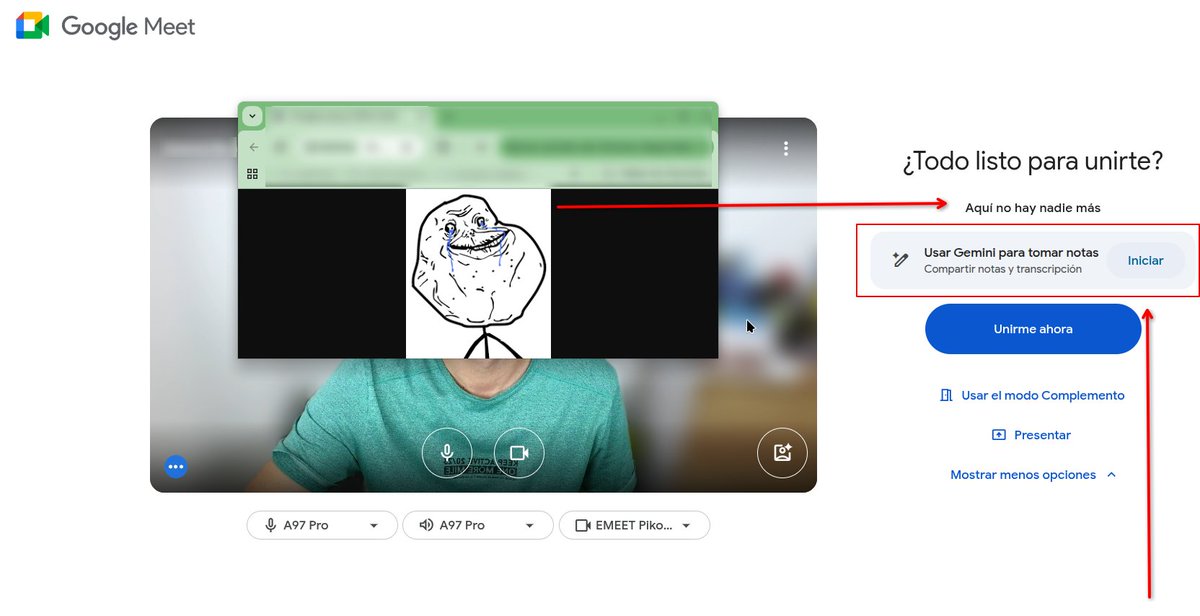 Ya vieron que Gemini está disponible para transcripción y notas en meet? le sale a todos así? yo pensé que esto era un complemento pago para gente que tenía google workspaces.

No me funen si era algo que tenía tiempo, yo lo acabo de ver.