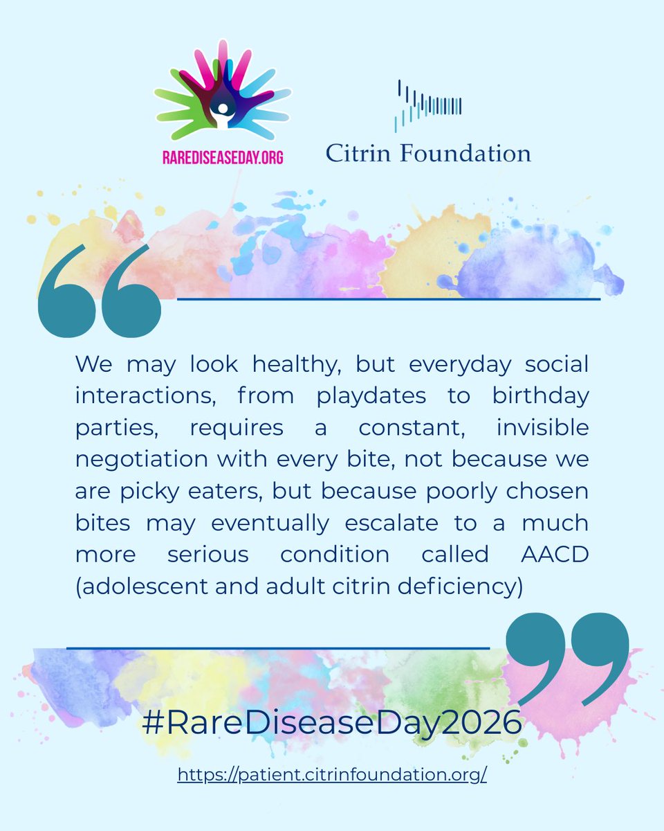 citrinfdn's tweet photo. Read what our community shared for Rare Disease Day💙A simple yet thought-provoking line: “One thing I wish people understood about living with citrin deficiency is…” You can also read them all on our patient website via the link in our bio.
#RareDiseaseDay #CitrinDeficiency https://t.co/j64uBuRITM