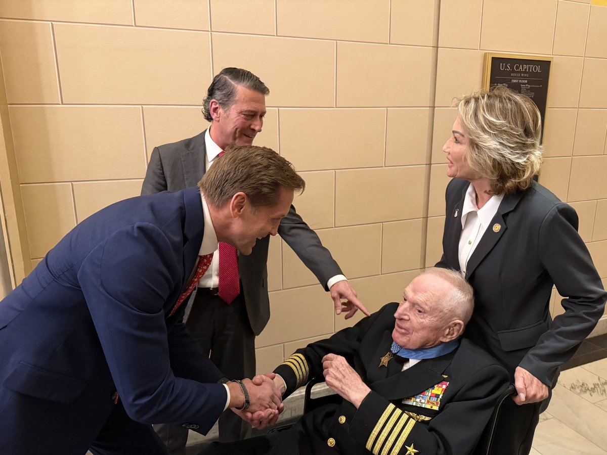 RepMcCormick's tweet image. It was an honor to meet Royce Williams, a true American hero.

In 1952, during the Korean War, he took on seven Soviet pilots in a solo dogfight, an act of courage that military experts have called ‘one of the greatest feats in aviation history’. 

Decades later, President Trump