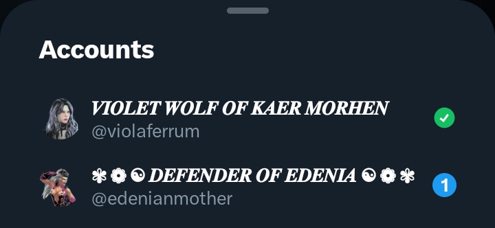 violaferrum's tweet photo. https://t.co/4mIUDhqOsn

My currently active ones since I lost two of them after some asshat from Afghanistan factory reset my phone lols.

But I originally had 4 accounts. https://t.co/mpz0fbraO3