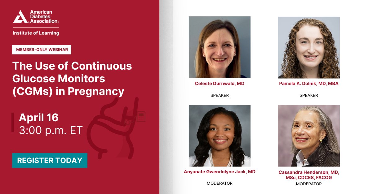 ADA_DiabetesPro's tweet photo. 📚 Learn how CGM technology may support pregnancy care in people living with diabetes.

🎓 FREE CE credit
📅 April 16, 2026 | 3 PM ET

➡️ Register now: https://t.co/L2BTEg2yhU
#ADAStandards #DiabetesTechnology #PregnancyCare https://t.co/0q504yYvID