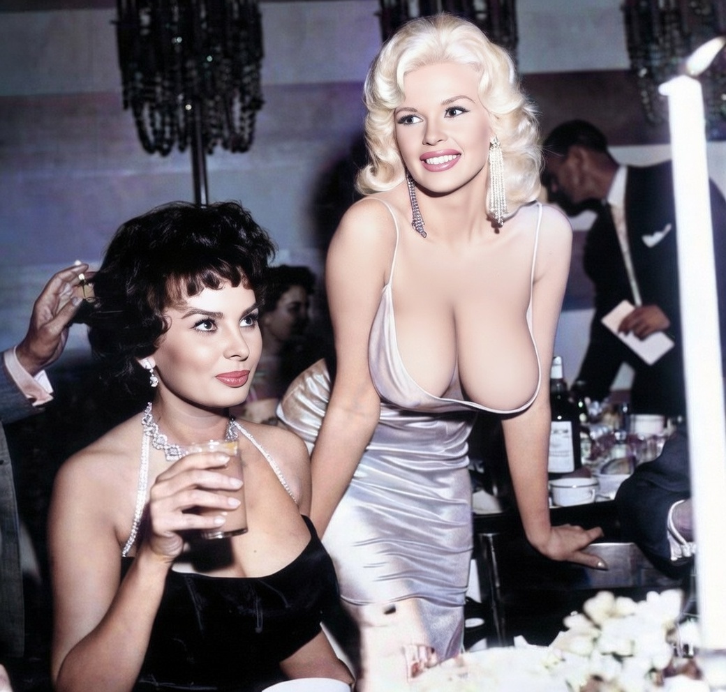 ankorinclan's tweet image. Dijo una vez Sophia Loren —cuando le preguntaron por aquella célebre fotografía junto a Jayne Mansfield: “Mira la imagen. ¿Dónde están mis ojos? Estoy mirando sus pezones porque tengo miedo de que estén a punto de caer sobre mi plato. En mi cara se ve el miedo. Tengo tanto miedo