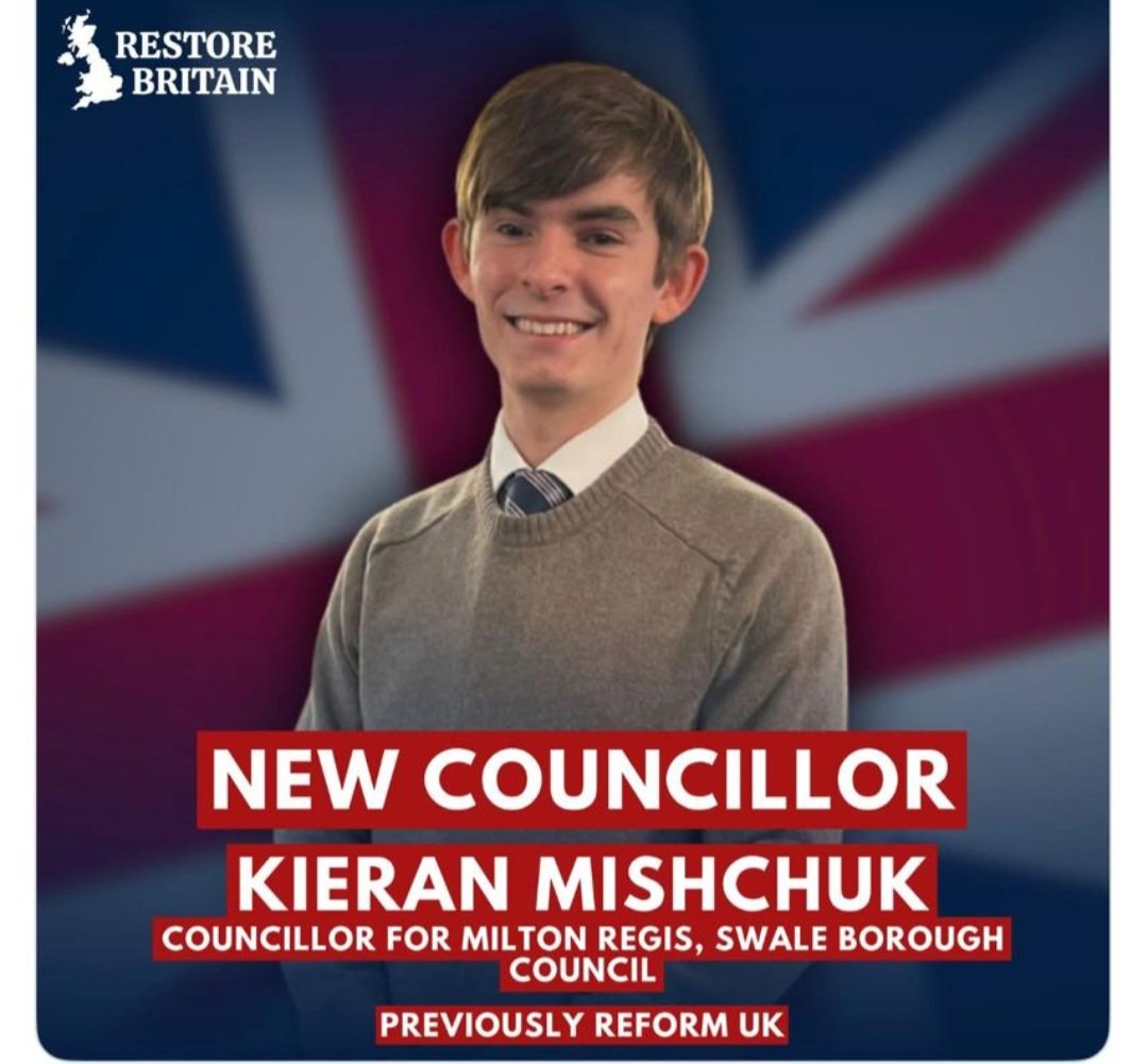 This is <a href="/CllrKieran/">Kieran Mishchuk</a> 

Three weeks ago he sat next to his Nan on her sofa and told <a href="/bbclaurak/">Laura Kuenssberg</a> of his unrequited love for <a href="/LeaderofKCC/">Linden Kemkaran</a> and <a href="/Nigel_Farage/">Nigel Farage MP</a> 

Less than a month later he quits and joins Restore Britain. 

How can anyone take these people seriously?