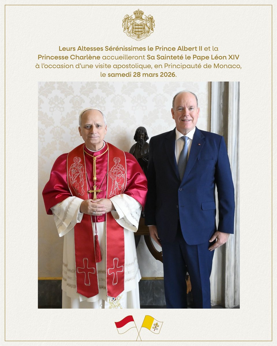 Visite apostolique de Sa Sainteté le Pape Léon XIV en Principauté de Monaco - samedi 28 mars 2026
