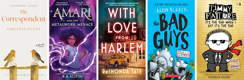 Granby_Library's tweet photo. This week the Granby Free Public Library has seven new books.  New items include The Correspondent, Amari and the Metalwork Menace, With Love from Harlem, The Bad Guys in Attack of the Zittens, Timmy Failure, and The Place Where They Buried Your Heart. https://t.co/0lNGFJBfXS https://t.co/bFeUbaR1gy