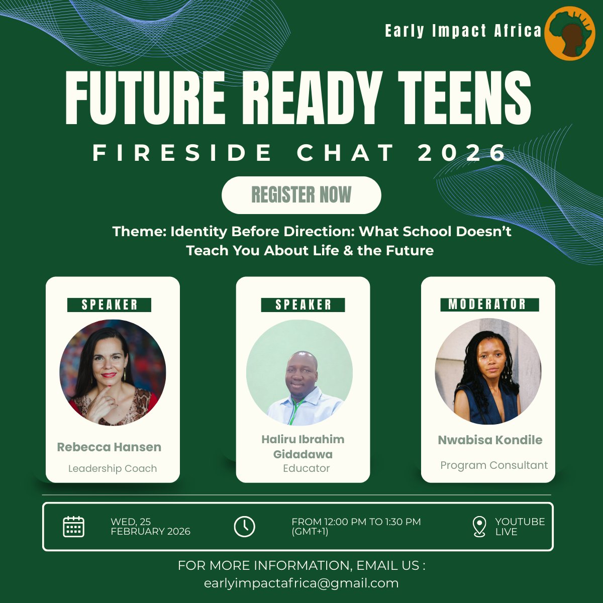 EarlyImpactAF's tweet photo. The Future Ready Teens Fireside Chat 2026 was 🔥
Massive thanks to our speakers for the gems. 
Shoutout to our moderator &amp; the EIA team for making it happen!

Missed it?
Watch replay: https://t.co/f5pEbQ7LlF

Feedback: https://t.co/MERIo8bAHH https://t.co/3UsUjAfE6h