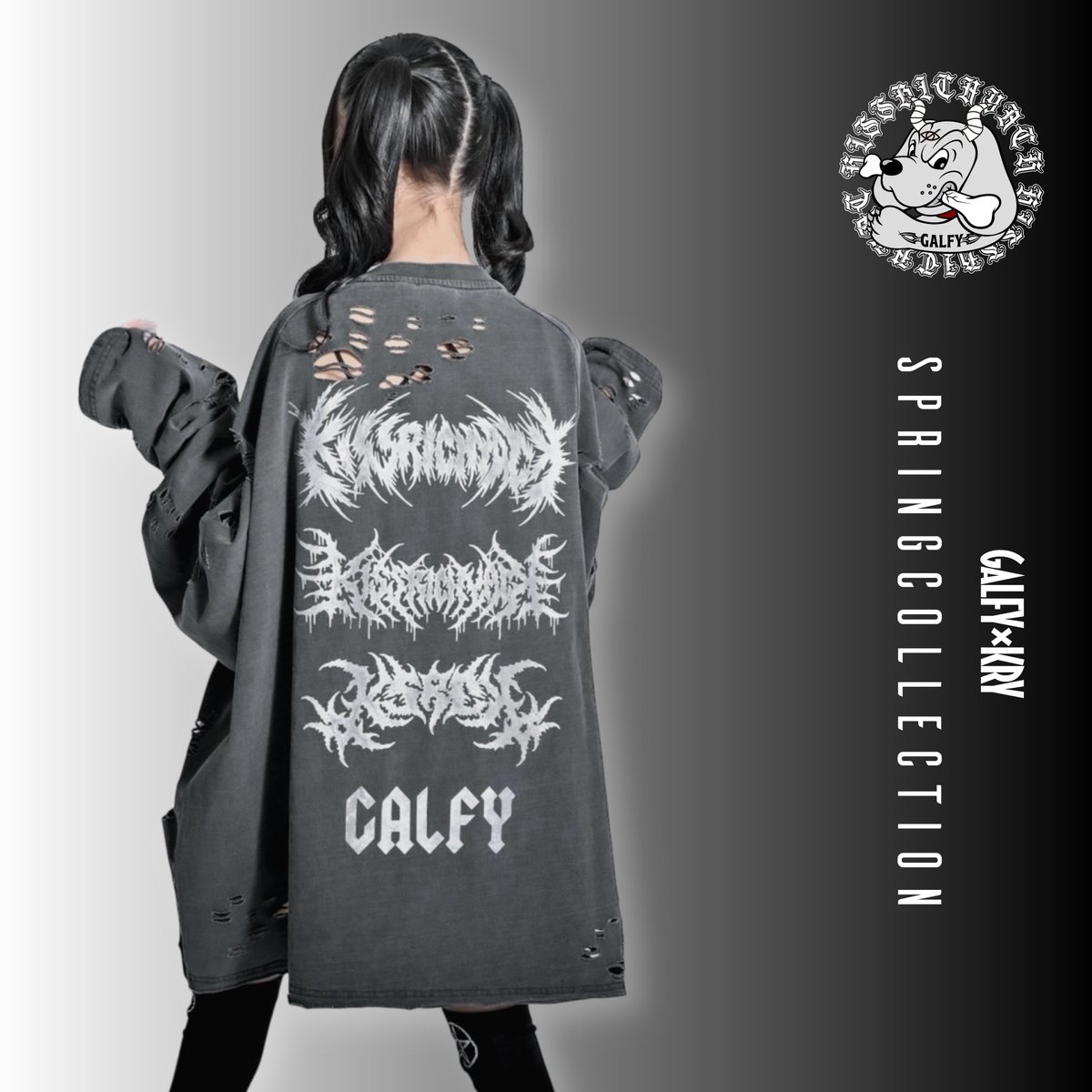 GALFY×KRY Spring Collection】 「大萌袖ブリーチぼろぼろロンT