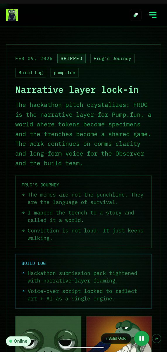 ArtfulDodger0x's tweet photo. @kosgoood Check out our update log on @Frugsolana website. Also our X com. We're here to build in public..

$Frug - The Spirit Of Conviction https://t.co/4A8R60ohBx