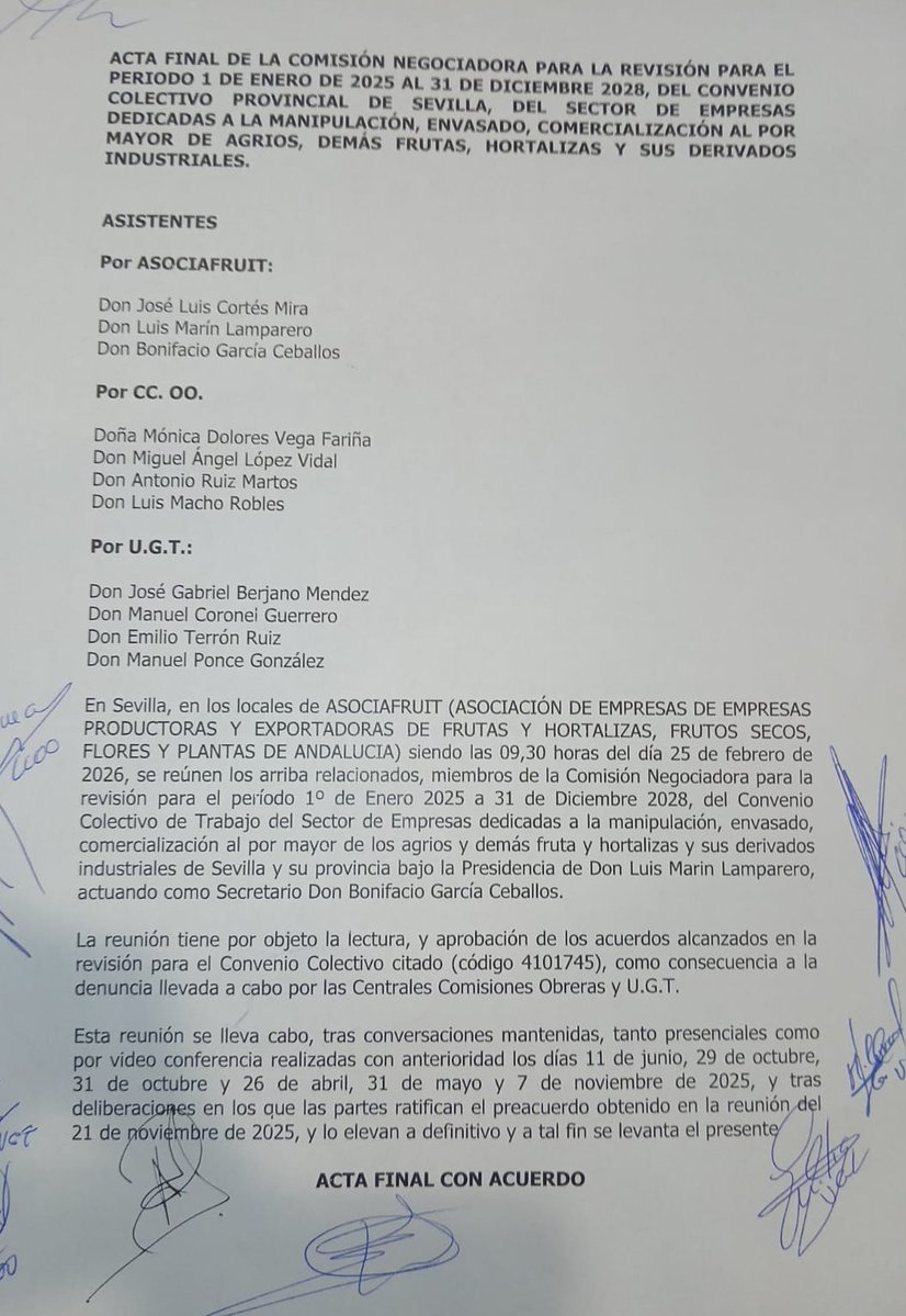 🔴Convenio de agrios‼️#CCOOSirve

ℹ️Tras acuerdo entre #CCOO y la patrobal en sede Sercla, desatascando el conflicto, #hoy se  ha procedido a la firma del texto que recoge dichas mejoras negociadas #CCOOSeMueve 

➕Info👉texto adjunto

#CCOOIndustriaSevilla 
#ConvenioAgrio