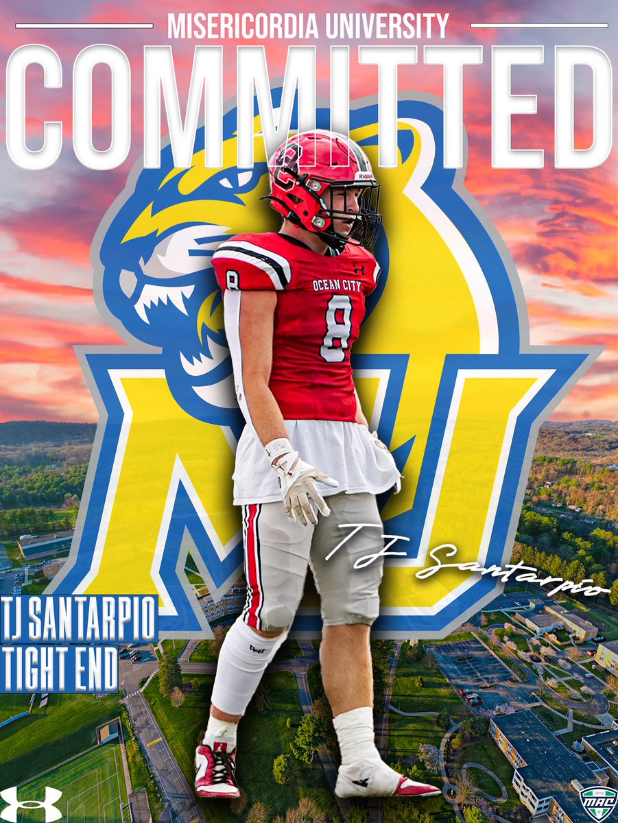 tjsantarpio8's tweet photo. I am thrilled to announce my commitment to @MUCougarsFB . Huge thanks to @_CoachCushing and @CoachRotter for the opportunity. I would like to thank @Coach1Matthews @KTSmithFFSN @CoachHindle and the rest of the Ocean City coaching staff for building me into the man I am today. https://t.co/RoRnNQCxe1