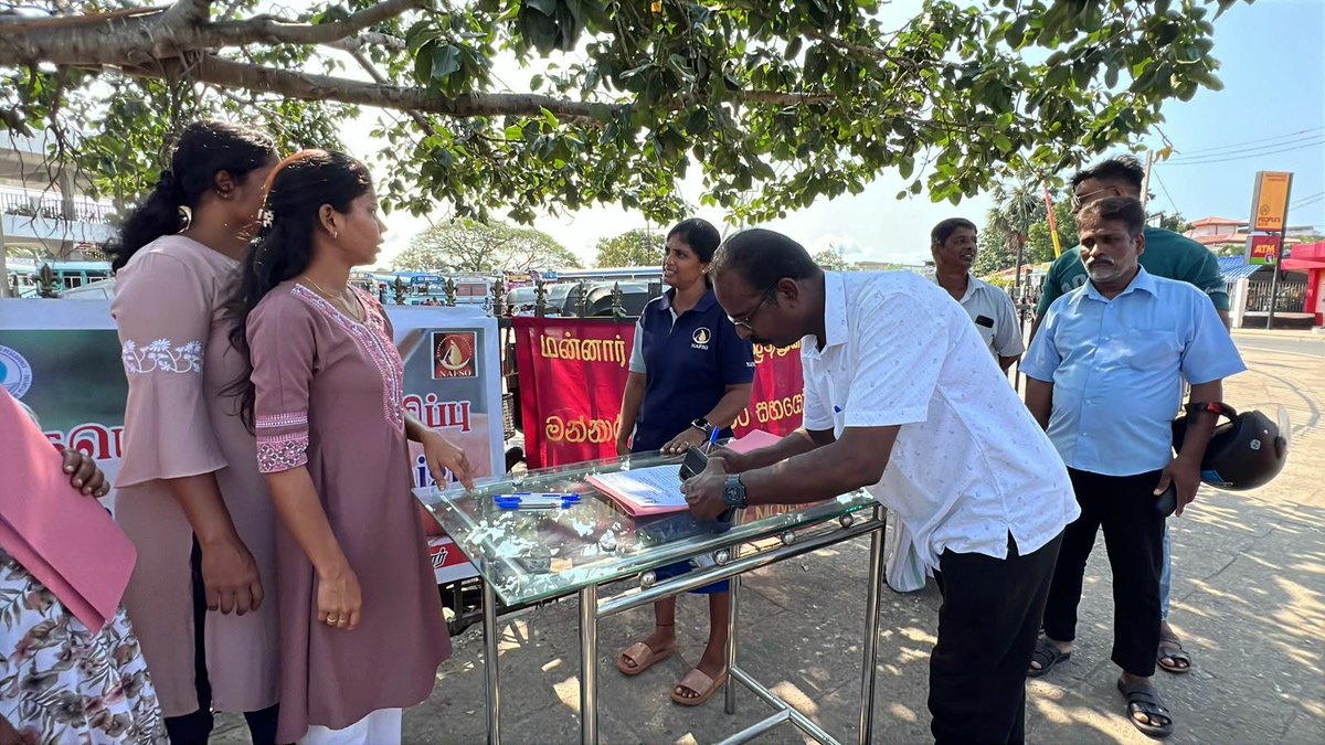 thisisparthiban's tweet image. Mannar district joins signature campaign launched by north and east mass organisations demanding the repeal of #SriLanka's current Prevention of Terrorism Act #PTA and the withdrawal of the draft Protection of the State from Terrorism Act #PSTA.