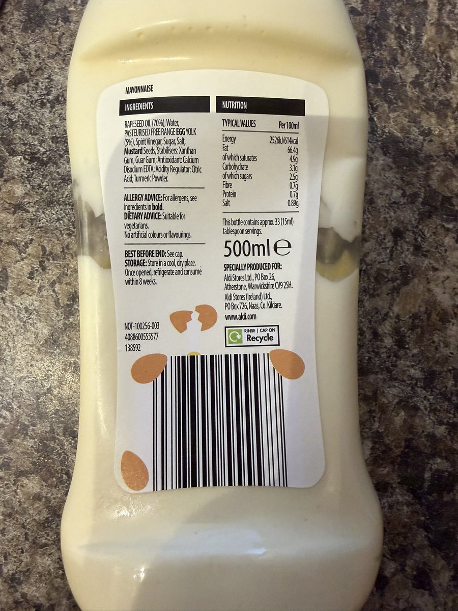 S7CNL's tweet photo. @AldiUK Aldi, it would be good to know of recipe changes to your products. Especially when the change is substantial. Why is there no warning of this on the label?  Tastes completely different and worse now. https://t.co/094PwKObyT
