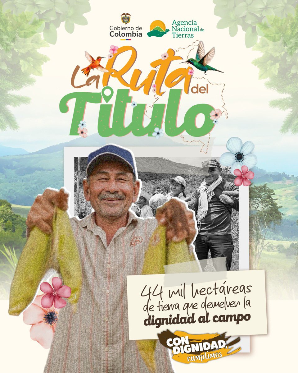 JAGS0117's tweet photo. Familias campesinas en La Macarena, Puerto Rico, Fuentedeoro y Vista Hermosa en el Meta, reciben seguridad jurídica sobre su tierra.

Son títulos y hectáreas de tierra que les devuelven la dignidad y fortalecen la producción de alimento en este territorio. #ConDignidadCumplimos https://t.co/5DEIZTha0V