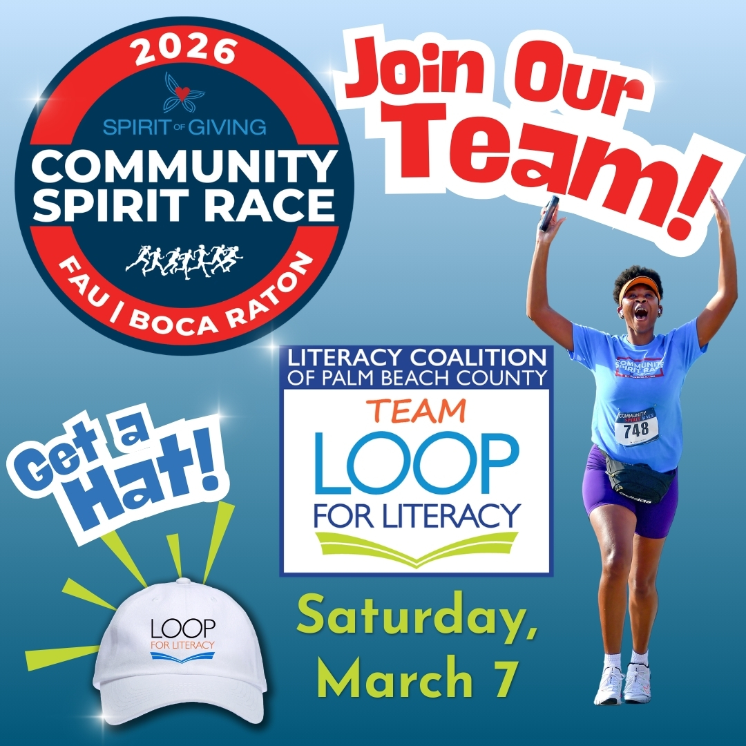 LiteracyPalm's tweet photo. Lace up for literacy! 🏃📚
Join the Literacy Coalition’s Team LOOP for Literacy at the Spirit of Giving Community Spirit Race on March 7 at FAU — every step supports local families. https://t.co/vP6YnhY8B9 https://t.co/tAwKPQUKjU