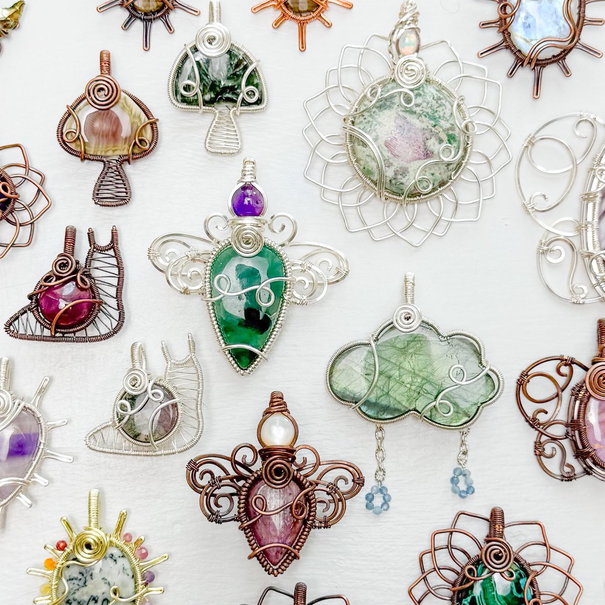 oh how I love making one of a kind crystal jewelry

The Violet Forest collection of pendants will be on my shop Thursday (tomorrow) Feb. 26th at 8pm eastern time 🐉🪻🌲