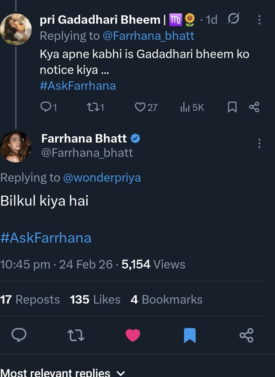 wonderpriya's tweet photo. @Farrhana_bhatt replied to me for the first time, and she also said she noticed me before too! 😭♥️ I want to keep this on my TL forever. So here it goes as pinned 🫶🏻🌹

#FarrhanaBhatt #FarrhanaRebellions #FarrhanaBhatt𓃵 https://t.co/6xnv5EEIqe