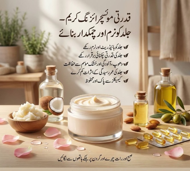 _Bur___'s tweet photo. 🌿 قدرتی موئسچرائزنگ کریم – گھر پر تیار 🌿
قدرتی موئسچرائزنگ کریم جلد کو نرم، ہائیڈریٹ اور صحت مند رکھنے کے لیے بہترین ہے۔ یہ کیمیکلز سے پاک، ہربل اور جلد دوست نسخہ ہے جو ہر جلد کی قسم کے لیے موزوں ہے۔

⭐ فوائد

1️⃣ جلد کو نرم اور ملائم بنائے

خشک جلد اور خارش کم کرے

دن بھر جلد ہائیڈریٹ رکھے

2️⃣ قدرتی توازن برقرار رکھے

جلد کی قدرتی چکنائی برقرار

جلد کو تازگی اور نرمی دے

3️⃣ جلد کی حفاظت

دھوپ، آلودگی اور خشک موسم سے بچائے

جلدی عمر رسیدگی کے اثرات کم کرے

4️⃣ قدرتی اور محفوظ

کوئی کیمیکل یا مصنوعی خوشبو نہیں

ہر عمر اور جلد کے لیے محفوظ

🌿 اجزاء (قدرتی)

ناریل کا تیل – جلد نرم اور ہائیڈریٹ کرے

شی آئل (Shea Butter) – جلد کو غذائیت دے

جلد دوست ہربل تیلیں: بادام، زیتون، یا جو جابر تیل

ویٹامن E آئل – جلد کو مضبوط اور عمر رسیدگی سے بچائے

گلاب کا عرق (اختیاری) – خوشبو اور جلد کی تازگی کے لیے

🕒 طریقہ استعمال

تھوڑی مقدار کریم اپنی انگلیوں پر لیں

چہرے اور گردن پر ہلکے ہاتھوں سے مساج کریں

صبح اور رات کو استعمال کریں

خشک جلد میں دن میں دو بار لگائیں

⚠️ احتیاط

آنکھوں کے قریب استعمال سے پرہیز کریں

کسی بھی الرجی کی صورت میں فوری استعمال بند کریں

تازہ اور صاف جار میں محفوظ کریں

💡 نوٹ: یہ قدرتی موئسچرائزنگ کریم جلد کو نرم، ہائیڈریٹ اور چمکدار رکھتی ہے اور کیمیکل سے پاک ہونے کی وجہ سے ہر جلد کے لیے محفوظ ہے۔
