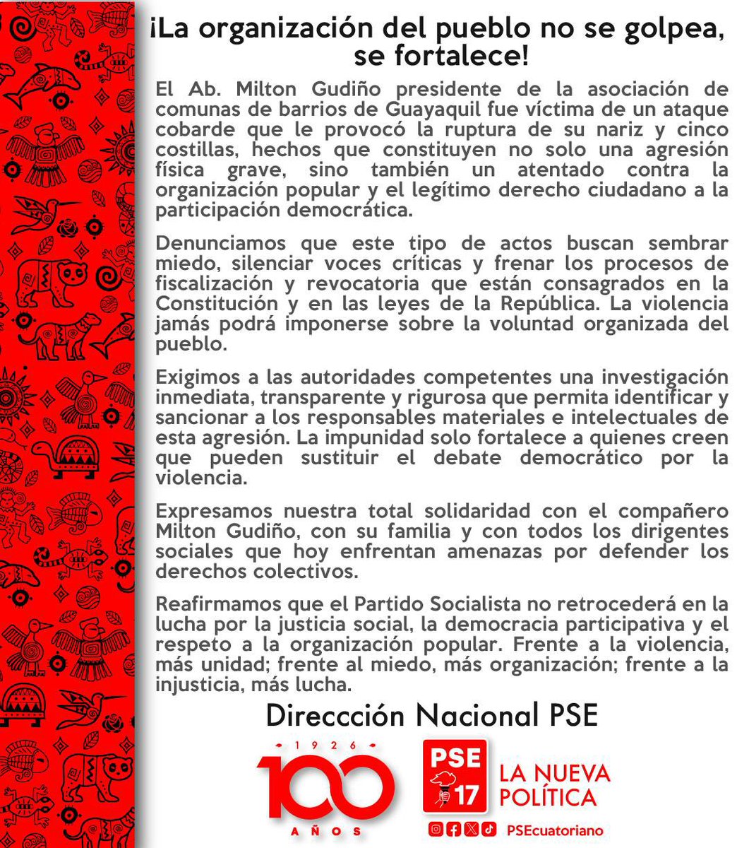 Comunicado Oficial | 🚩🚩

El PSE a su militancia, medios de comunicación y la ciudadanía en general. 

#PSECentenario
#PSENacional
#LaNuevaPolitica