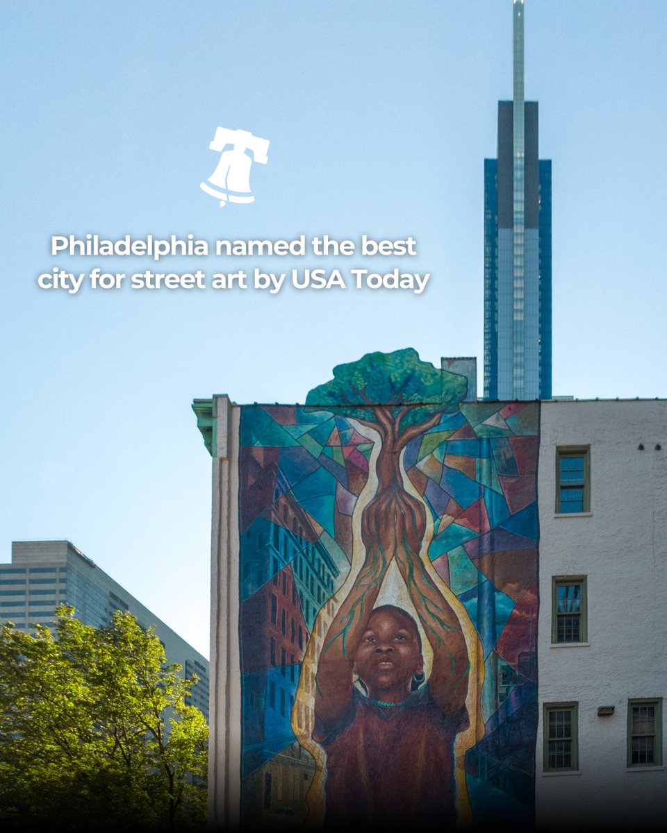 PhiladelphiaGov's tweet image. 🏆Philadelphia has been named the best city for street art by @USATODAY for the third year in a row!

From countless community artists, to the large scale efforts from @muralarts, our City stays beautiful.

Read more here: 10best.usatoday.com/awards/best-ci…

🎨 Joshua Sarantitis
