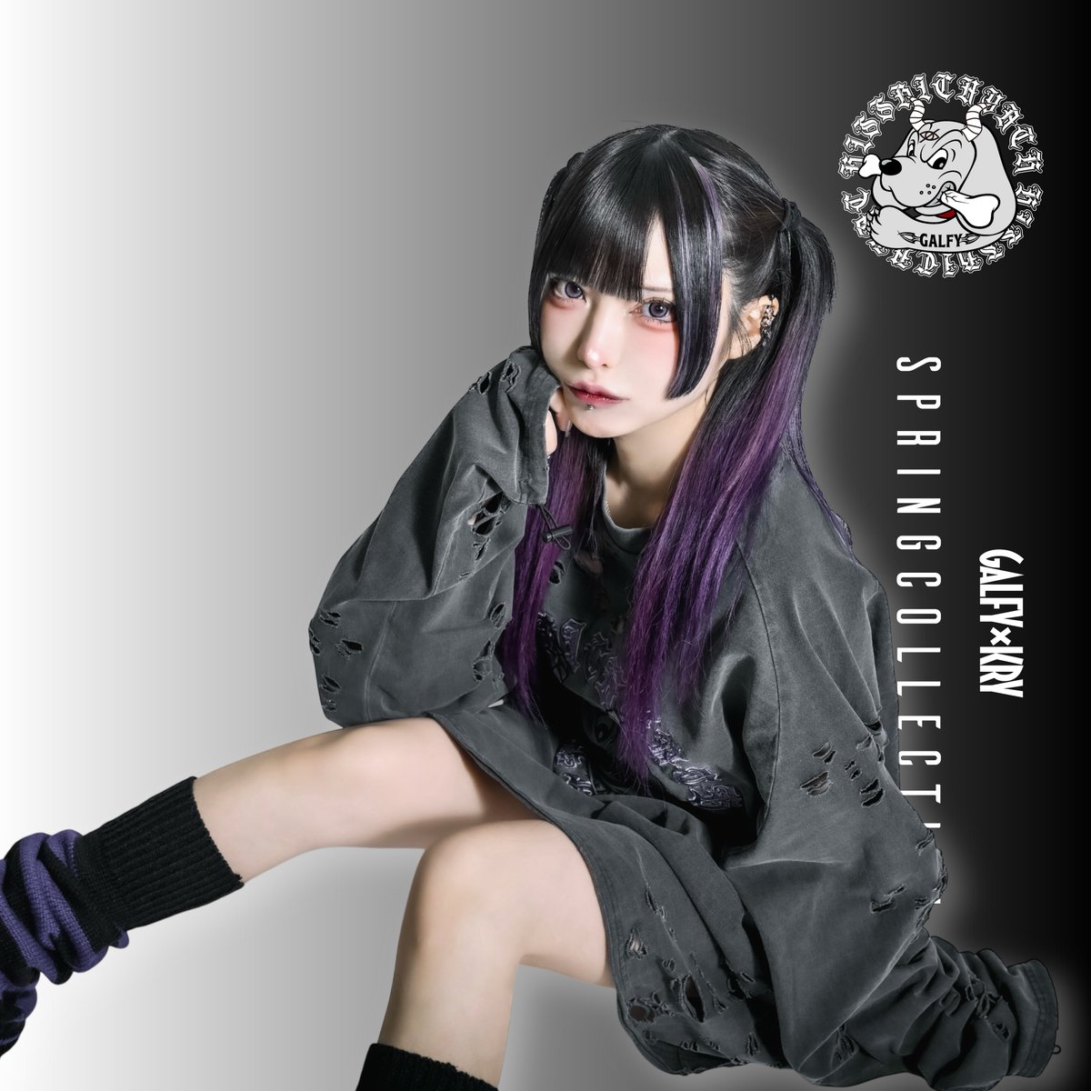 GALFY×KRY Spring Collection】 「大萌袖ブリーチぼろぼろロンT