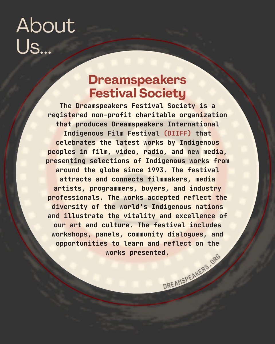 Dreamspeakers's tweet photo. About Us...

Dreamspeakers is a Non-profit charitable organization producing DIIFF celebrating Indigenous peoples in film, video, radio, and new media, from around the globe since 1993.

#nonprofitorganization #filmfestival https://t.co/rM7ckdeX8i