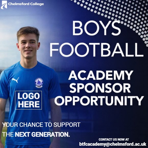 BTFC_Acad's tweet photo. Attach your name to Billericay Town FC Academy with a number of sponsorship opportunities available. Support the boys while gaining powerful exposure for your business. For further information email: btfcacademy@chelmsford.ac.uk
@BTFC https://t.co/IIaHn9lZsC