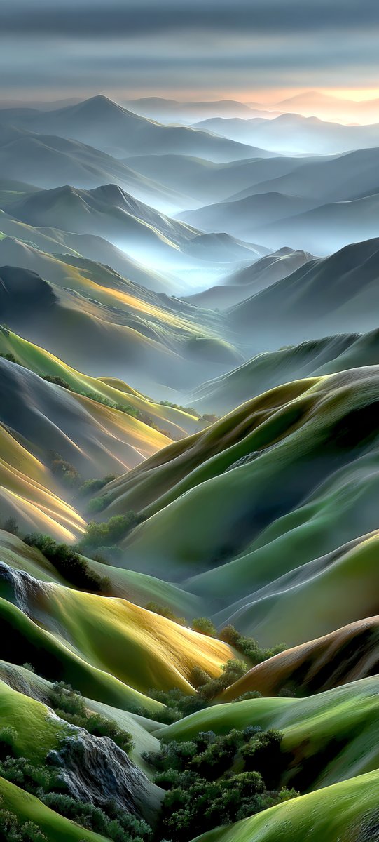 Halleyapps's tweet image. Atmospheric density analysis. Soft procedural noise applied to terrain topology creates a painterly aesthetic. The gradient of visibility demonstrates perfect application of aerial perspective, fading saturation based on distance Z-depth.

#Landscape #Texture #relaxing