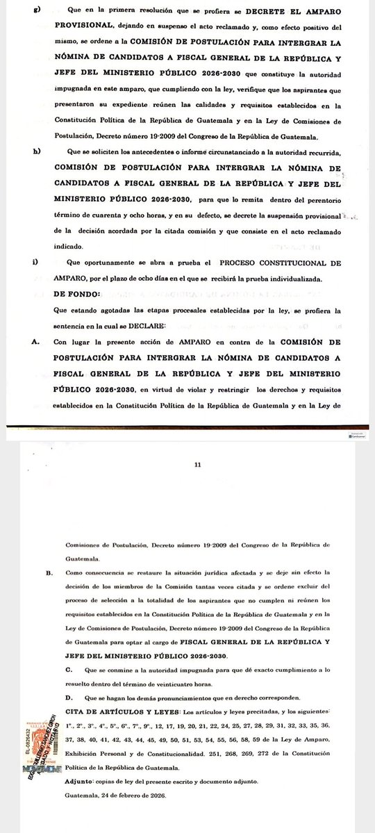Primer amparo en la postuladora del <a href="/MPguatemala/">MP de Guatemala</a> busca excluir a funcionarios administrativos y jueces que no tengan 10 años de ejercicio como abogado. El amparo presentado por Edgar Sánchez afectaría a Marco Antonio Villeda, juez de carrera y actual ministro de Gobernación.