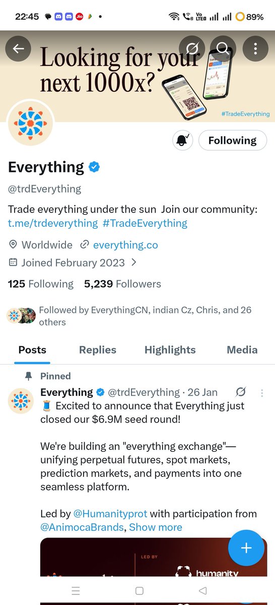 BinanceAjay's tweet photo. @trdEverything @Humanityprot Following @trdeverything & @humanityprot since the early days 🚀
Proud to be part of the journey 💪
my Everything username: Binanceajay
All the task proof attached 🥏🍀✅
#trdeverything #Humanity https://t.co/YLzNQmXhTV