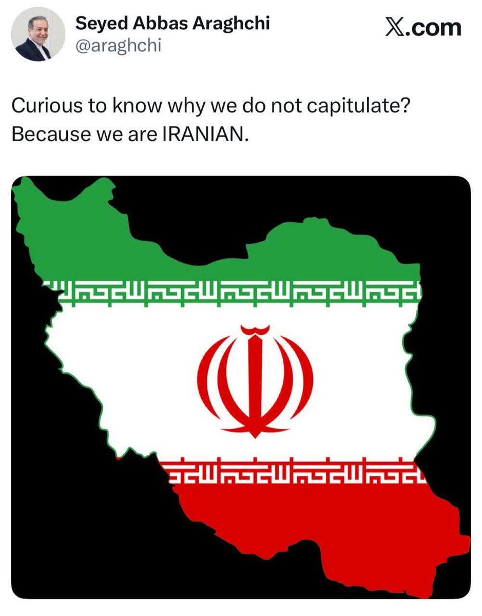ZNikaein's tweet photo. ⭕️ عراقچی خطاب به ترامپ: کنجکاوید بدانید چرا تسلیم نمی‌شویم؟ چون ما «ایرانی» هستیم.

♨️ کانال جهان خبر : گروه خبر رسانه منتظر 

📡 @jahan_khabar | https://t.co/9rZ2FZ0jFw https://t.co/ebOii49mY2