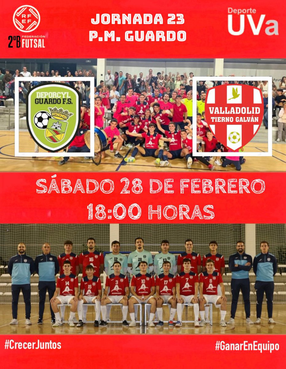 ⏰ HORARIOS VTG | 2B-UVA DEPORTE | Viajamos a Guardo!!! Mucho más que tres puntos en juego… Toca trabajar y competir.

<a href="/guardofs/">Deporcyl Guardo F.S.</a> 🆚 <a href="/VTGfutbolsala/">VALLADOLID TIERNO</a> 
📆 Sábado 28 de Febrero 
⏰ 18:00 Horas
🏟️ P.M. Guardo

⚽️💙#VTG #UVADeporte
#CrecerJuntos #GanarEnEquipo
<a href="/FutSalRFEF/">Futsal RFEF</a> 
<a href="/FCyLF/">RFCYLF</a>