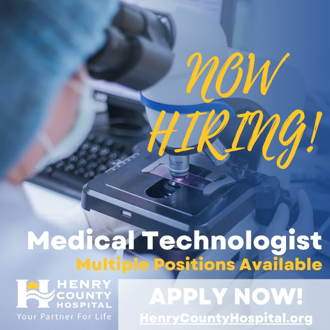 Behind every diagnosis is a dedicated Med Tech.

Henry County Hospital is hiring a Medical Technologist to join our laboratory team.

If you're detail-driven, passionate about accuracy, and ready to make a difference in patient care — we'd love to conne... henrycountyhospital.org/about-us/caree…