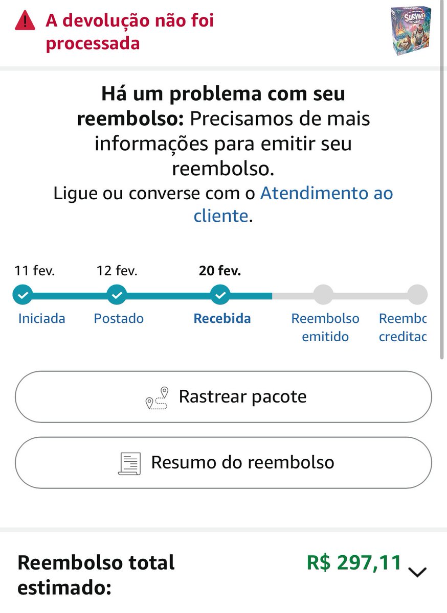 p4smem's tweet photo. @amazonbrasil como isso é possível???? Constar que foi recebido a devolução e ao mesmo tempo constar que a devolução não foi processada???? As datas de emissão de reembolso sumiram. Quero resolução!!!! https://t.co/wXUyuiMISh