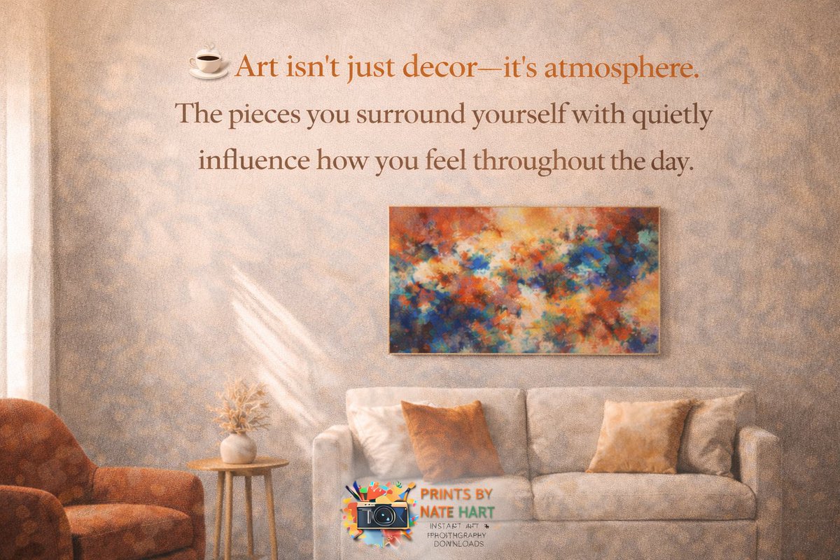 NateHartPrints's tweet image. ☕ Art isn’t just decor—it’s atmosphere.
What you hang on your walls quietly shapes how you feel every day.

#ArtQuote #InteriorInspiration #ArtMatters