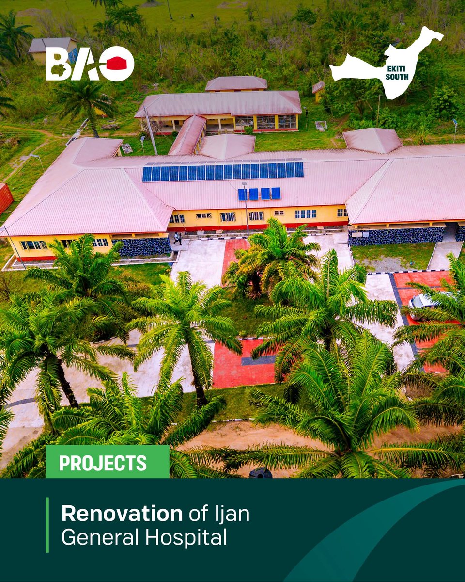 EkitiArshavin's tweet photo. The Ijan General Hospital has strengthened healthcare delivery in the community and improved access to better medical services for our people.
Our commitment remains clear to continue improving healthcare facilities and making quality care accessible across Ekiti State.
#VoteBAO https://t.co/iyDJgCHWdt