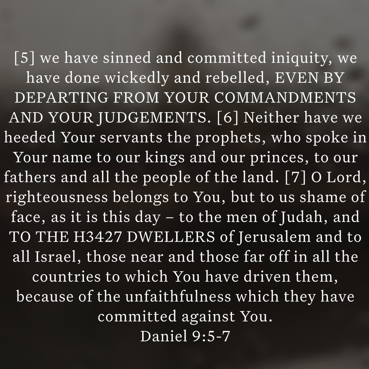 At the time Daniel offered his prayer, the land of possession remained inhabited.

H3427 sit, remain, dwell
blueletterbible.org/lexicon/h3427/…