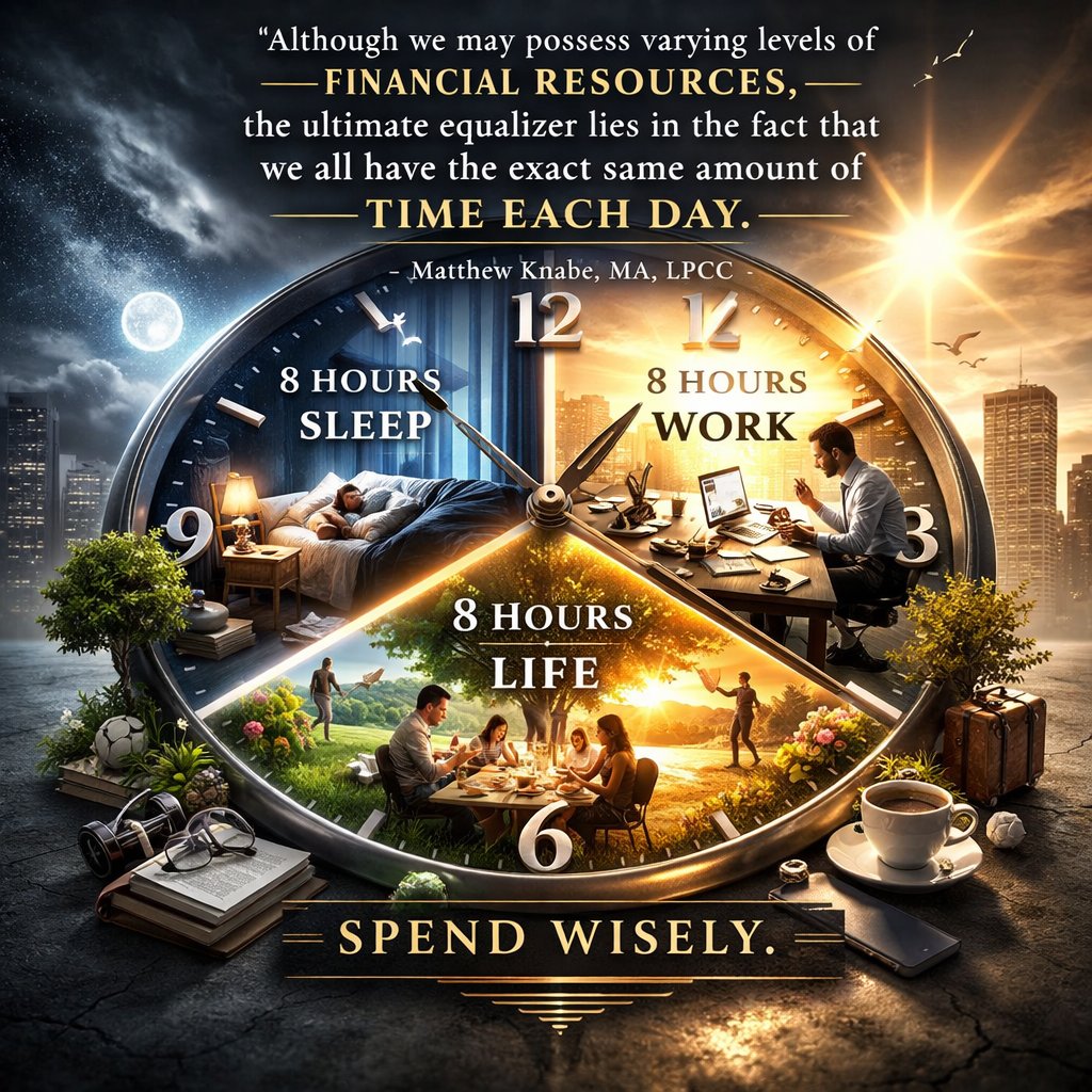 matthewknabe7's tweet photo. Time is the ultimate equalizer; no one possesses more time in a 24-hour clock than any other individual. As I have been discussing balance with clients, I also emphasize the importance of examining our "time windows." Where is our time being spent? https://t.co/bpyATSQGwW