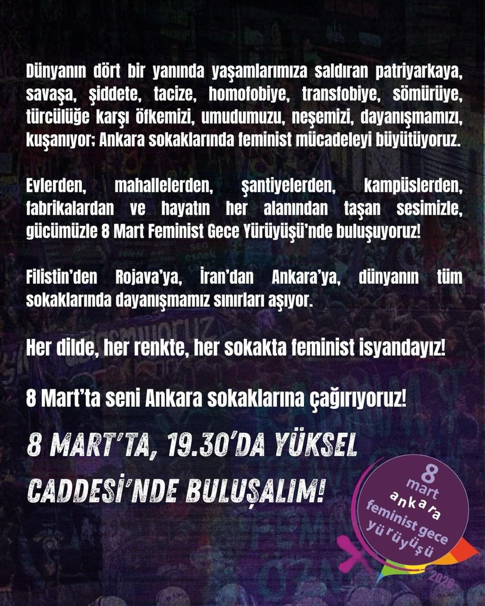 8 Mart Ankara Feminist Gece Yürüyüşü tweet media