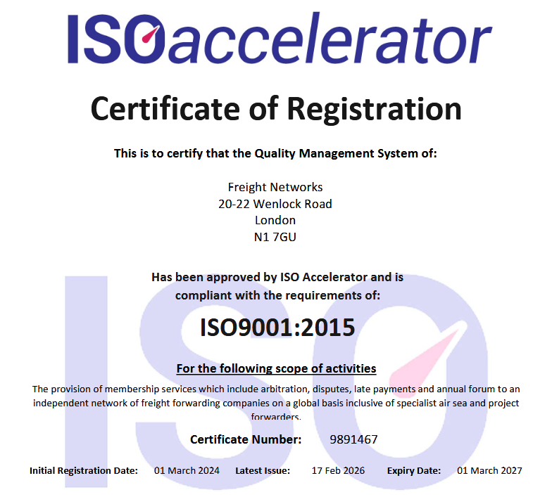 wfnnetwork's tweet photo. Already ISO qualified since 2013, World Freight Network (WFN) has now achieved the most recent ISO 9001:2015 certification.

#ISO #networkingworks #freightnetwork #logistics https://t.co/MvSvEtOnwE