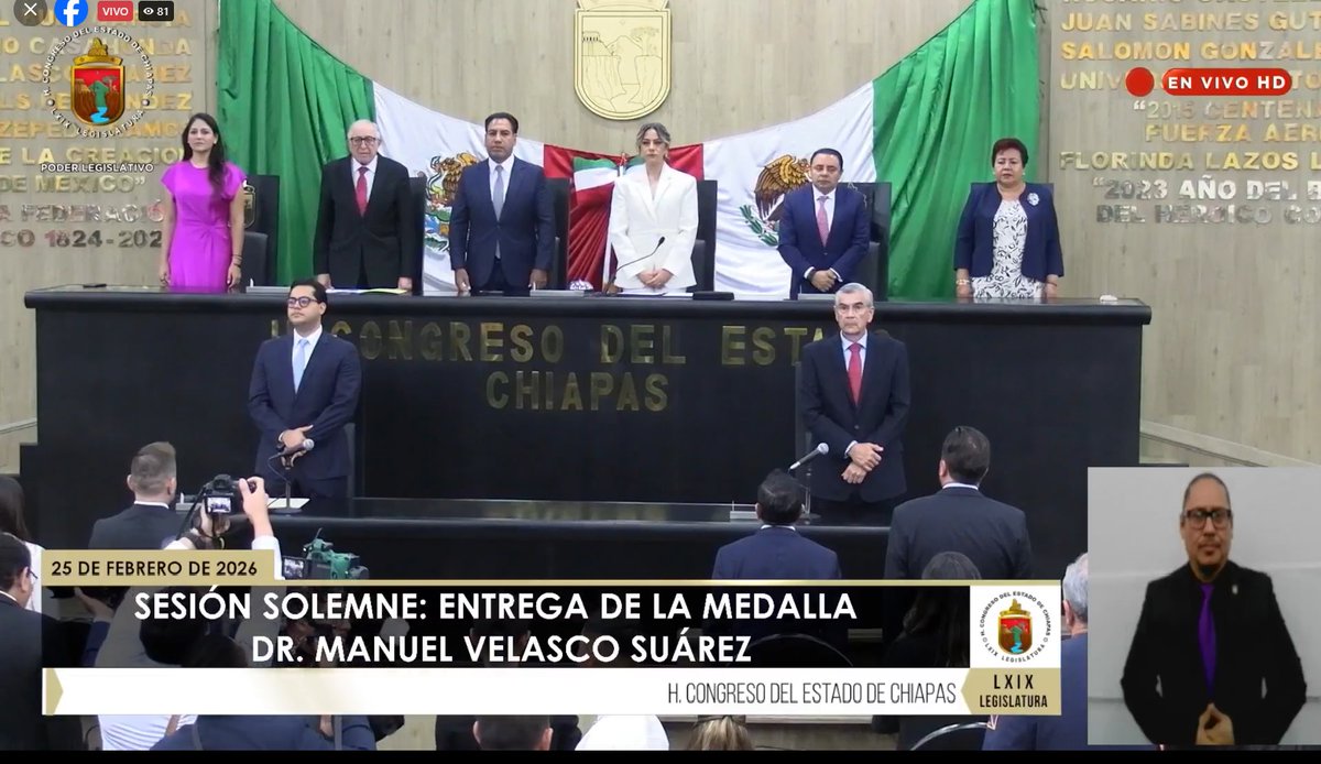 El <a href="/congresoChis/">Honorable Congreso del Estado de Chiapas</a> guardó un minuto de silencio en memoria de los militares de la <a href="/Defensamx1/">@Defensamx</a> <a href="/GN_MEXICO_/">Guardia Nacional</a>  e integrantes de las instituciones de seguridad del <a href="/GobiernoMX/">Gobierno de México</a> que el pasado  domingo perdieron la vida en cumplimiento de su deber;  previo a la entrega de la medalla Dr.