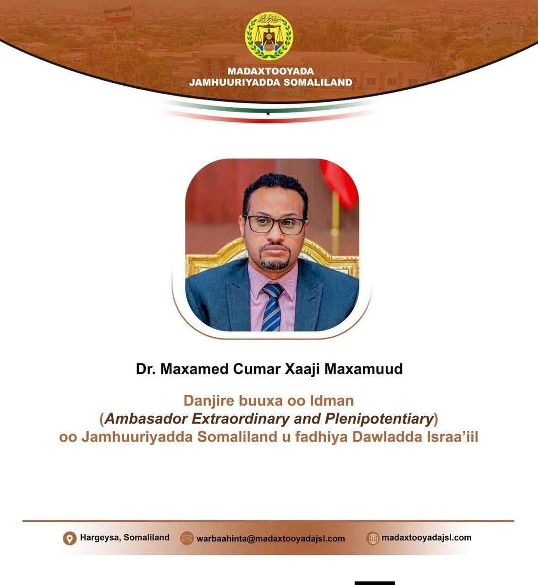 IbrahimBeel's tweet photo. Cogra, Amb extraordinary and plenipotentiary #Dr_Mohamed_Omer_Hagi https://t.co/wc721QjmgO